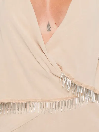 Attico Asymmetric Midi Dress In Neutral