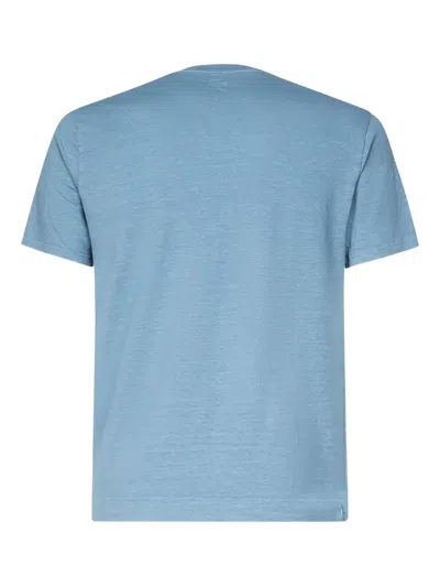 Fedeli Melange Linen Short-sleeved T-shirt In Blue