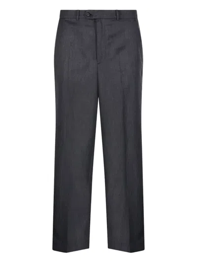 Dunst Semi-wide Slacks Melange Grey In Blue