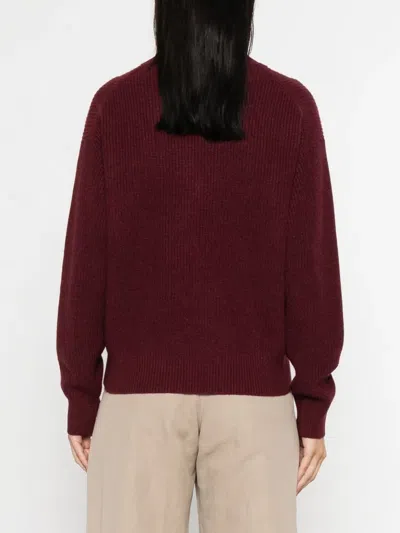 Brunello Cucinelli Cashmere Turtleneck Sweater Chest Pocket In Burgundy