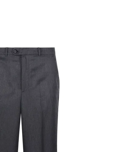 Dunst Semi-wide Slacks Melange Grey In Blue