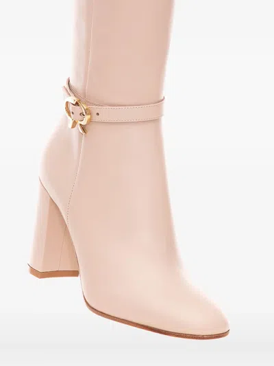 Gianvito Rossi Buckle-strap Leather Boots In Pink