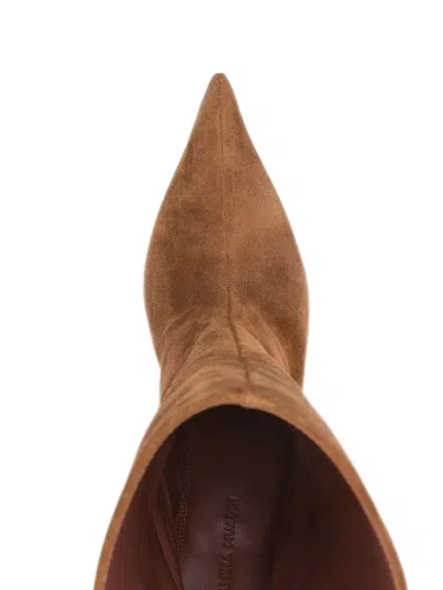 Amina Muaddi 60mm Fiona Suede Pointed-toe Knee-high Boots