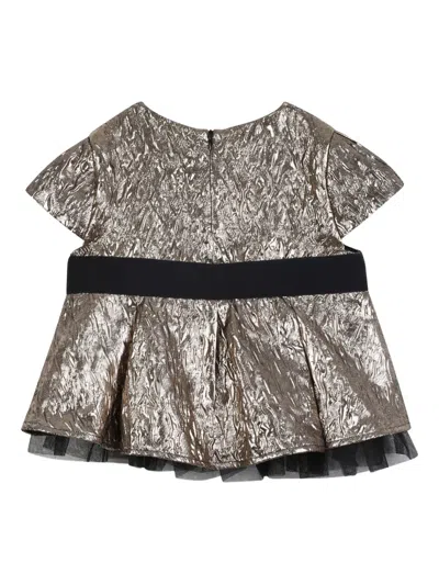 Karl Lagerfeld Metallic Pleated Top In Black