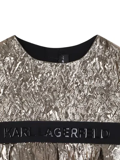 Karl Lagerfeld Metallic Pleated Top In Black