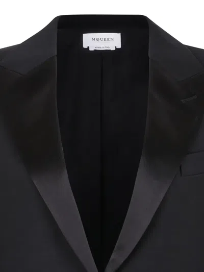 Alexander Mcqueen Satin-lapel Wool Jacket In Black