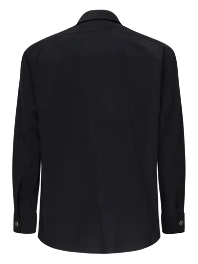 Giuliano Galiano Zip-front Italian-collar Shirt In Black