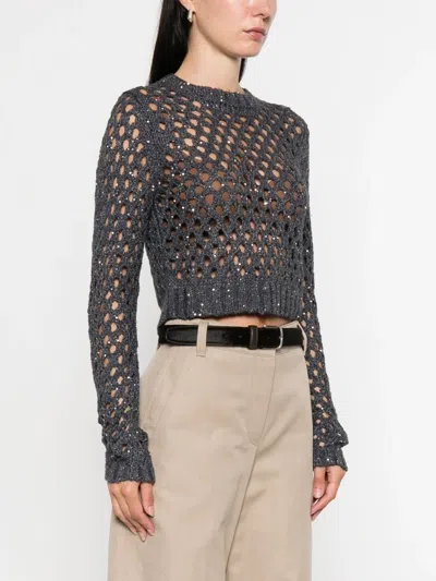 Brunello Cucinelli Open-knit Sequined Sweater