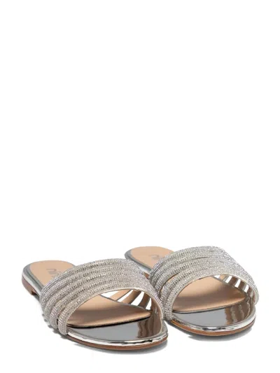 Ninalilou Silver Leather Sandals With Shimmering Straps In Silver