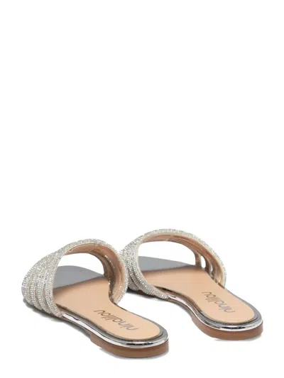 Ninalilou Silver Leather Sandals With Shimmering Straps In Silver