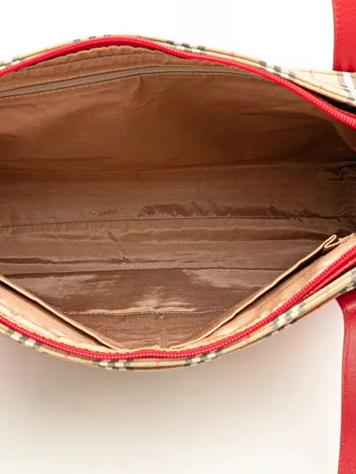 Pre-owned Burberry 20th Century Haymarket Check Canvas Tote Bag In Brown