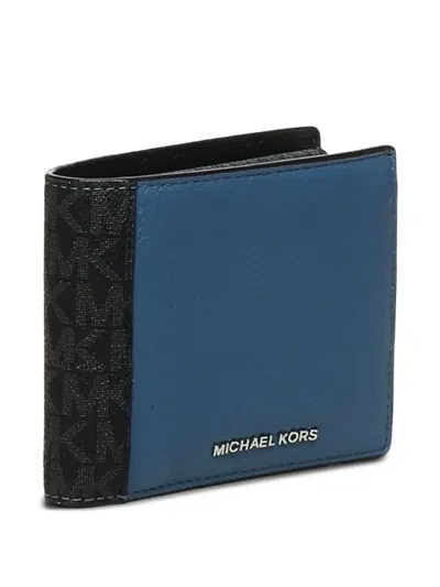 Michael Kors Logo-plaque Bi-fold Wallet In Blue