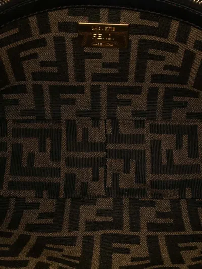 Pre-owned Fendi 2000-2010 Medium Zucca Canvas Fluo Trim Baguette Satchel In Brown