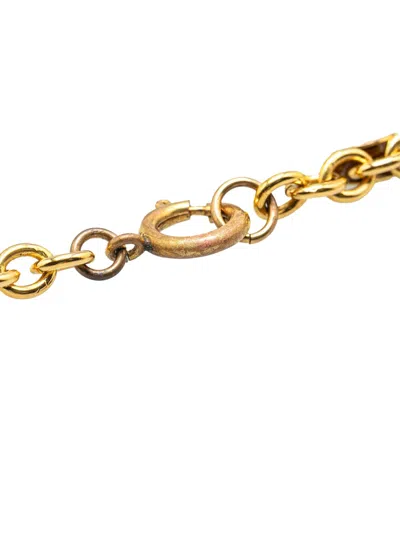 Pre-owned Chanel 1970-1980 Gold Plated Cc Coin Long Chain Station Necklace Costume Necklace