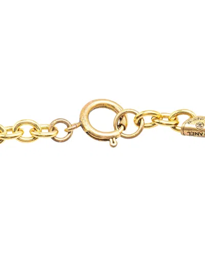 Pre-owned Chanel 1970-1980 Gold Plated Cc Coin Long Chain Station Necklace Costume Necklace