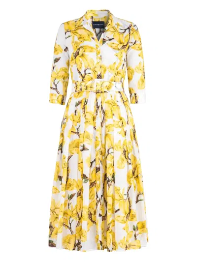 Samantha Sung Audres Pleated Midi Dress In Yellow