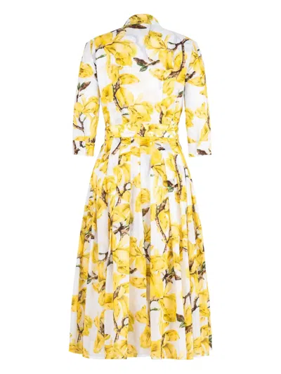 Samantha Sung Audres Pleated Midi Dress In Yellow