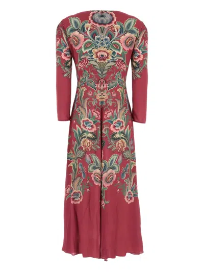 Etro Floral Embroidery Long Sleeves Midi Dress