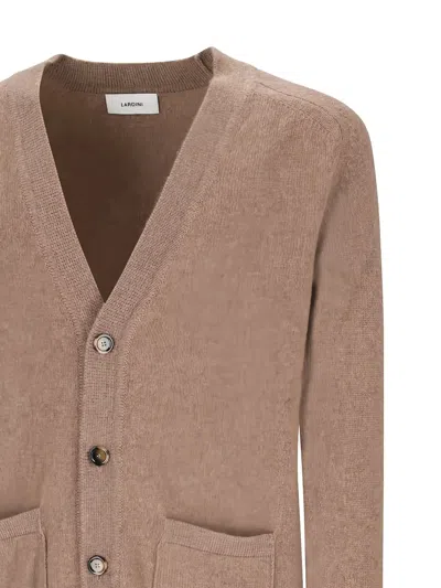 Lardini Buttoned Patch-pockets Cardigan In Brown