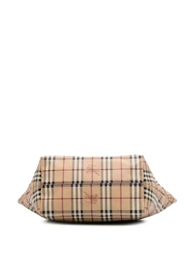 Pre-owned Burberry 2000-2017 Medium Haymarket Check Canvas Salisbury Tote Bag In Brown
