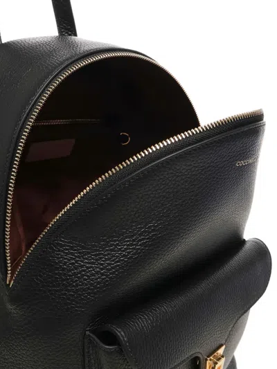 Coccinelle Minimalist Zip-closure Backpack With External Pocket In Black