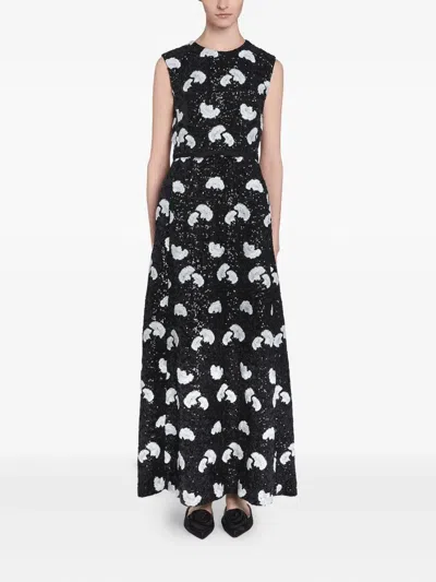 Giambattista Valli Embroidered Sequin Sleeveless Ankle Dress In Black