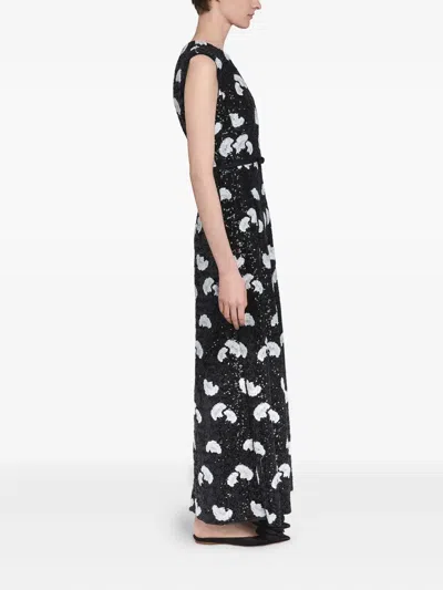 Giambattista Valli Embroidered Sequin Sleeveless Ankle Dress In Black