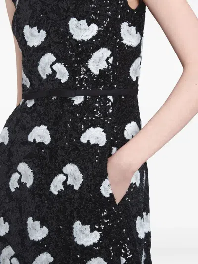 Giambattista Valli Embroidered Sequin Sleeveless Ankle Dress In Black