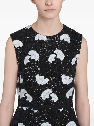Giambattista Valli Embroidered Sequin Sleeveless Ankle Dress In Black