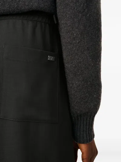 Ami Alexandre Mattiussi Elasticated Patch-pocket Trousers In Black