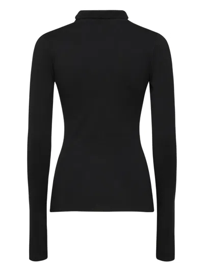Balenciaga Long-sleeved Polo Shirt In Black