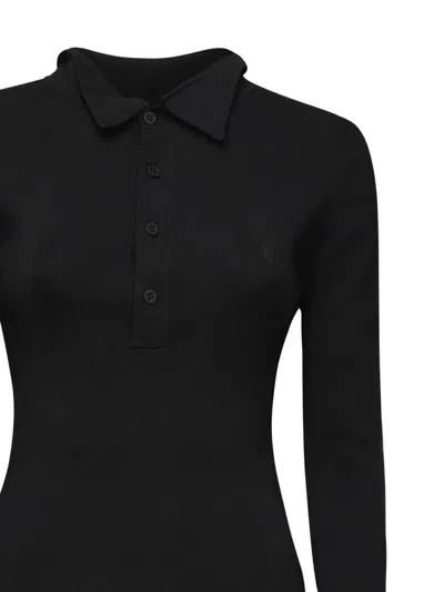 Balenciaga Long-sleeved Polo Shirt In Black