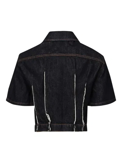 John Richmond Short Sleeves Denim Shirt In Midnight Blue