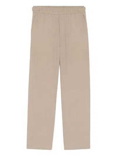 Ami Alexandre Mattiussi Elasticated Wool Trousers In Brown