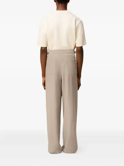 Ami Alexandre Mattiussi Elasticated Wool Trousers In Brown
