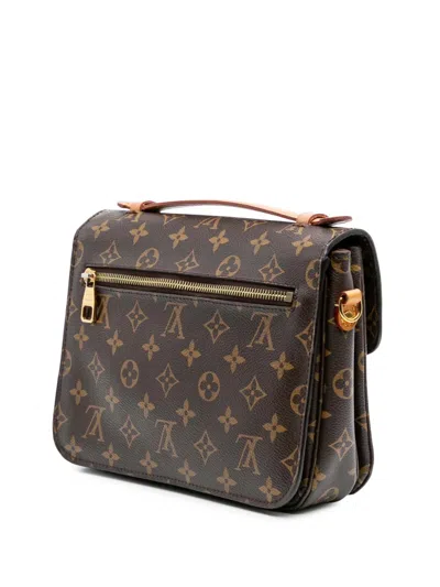 Pre-owned Louis Vuitton 2017 Monogram Pochette Metis Satchel In Brown