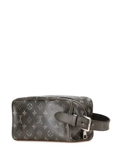 Pre-owned Louis Vuitton 2021-2025 Brushed Monogram Leather Locker Dopp Kit Clutch Bag