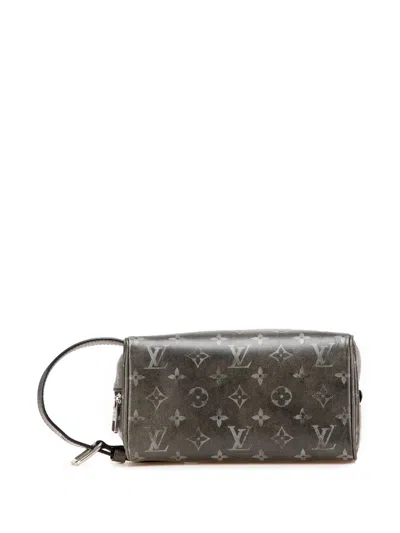 Pre-owned Louis Vuitton 2021-2025 Brushed Monogram Leather Locker Dopp Kit Clutch Bag