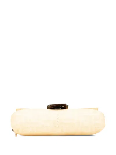 Pre-owned Fendi 2000-2010 Zucca Canvas Baguette Shoulder Bag In Brown