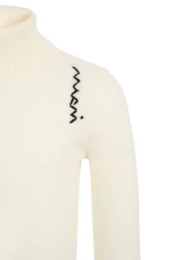 Marni Zig-zag Embroidered Turtleneck Top In White