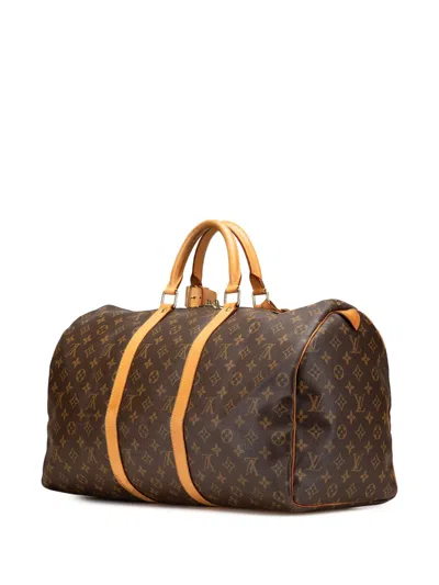 Pre-owned Louis Vuitton 1997 Monogram Keepall 50 Travel Bag In Brown