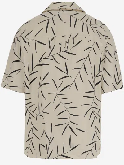 Jacquemus Cotton Poplin Shirt With Foliage Print And Embroidered Logo In Neutral