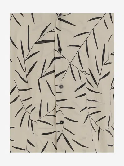 Jacquemus Cotton Poplin Shirt With Foliage Print And Embroidered Logo In Neutral