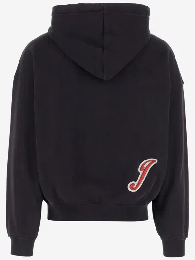 Jacquemus Cotton Sweatshirt With Embroidered Varsity Patch In Black