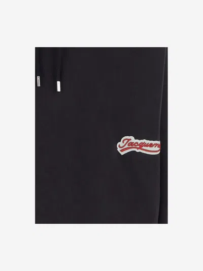 Jacquemus Cotton Sweatshirt With Embroidered Varsity Patch In Black