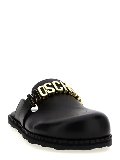 Moschino Logo-plaque Leather Mules
