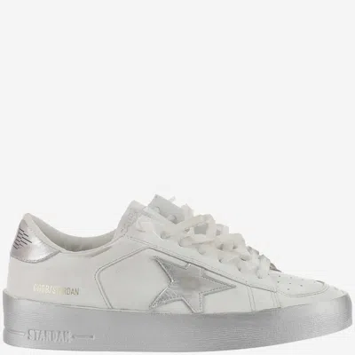 Golden Goose Stardan Sneakers With Silver Metallic Leather Star And Heel Tab In White