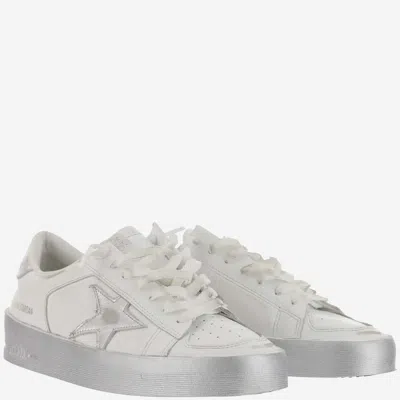Golden Goose Stardan Sneakers With Silver Metallic Leather Star And Heel Tab In White