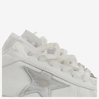 Golden Goose Stardan Sneakers With Silver Metallic Leather Star And Heel Tab In White