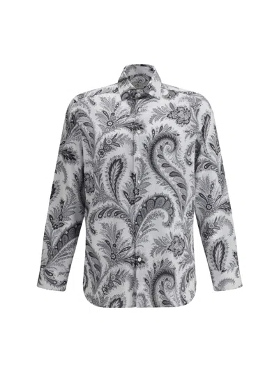 Etro Floral Paisley Button-up Shirt In Gray